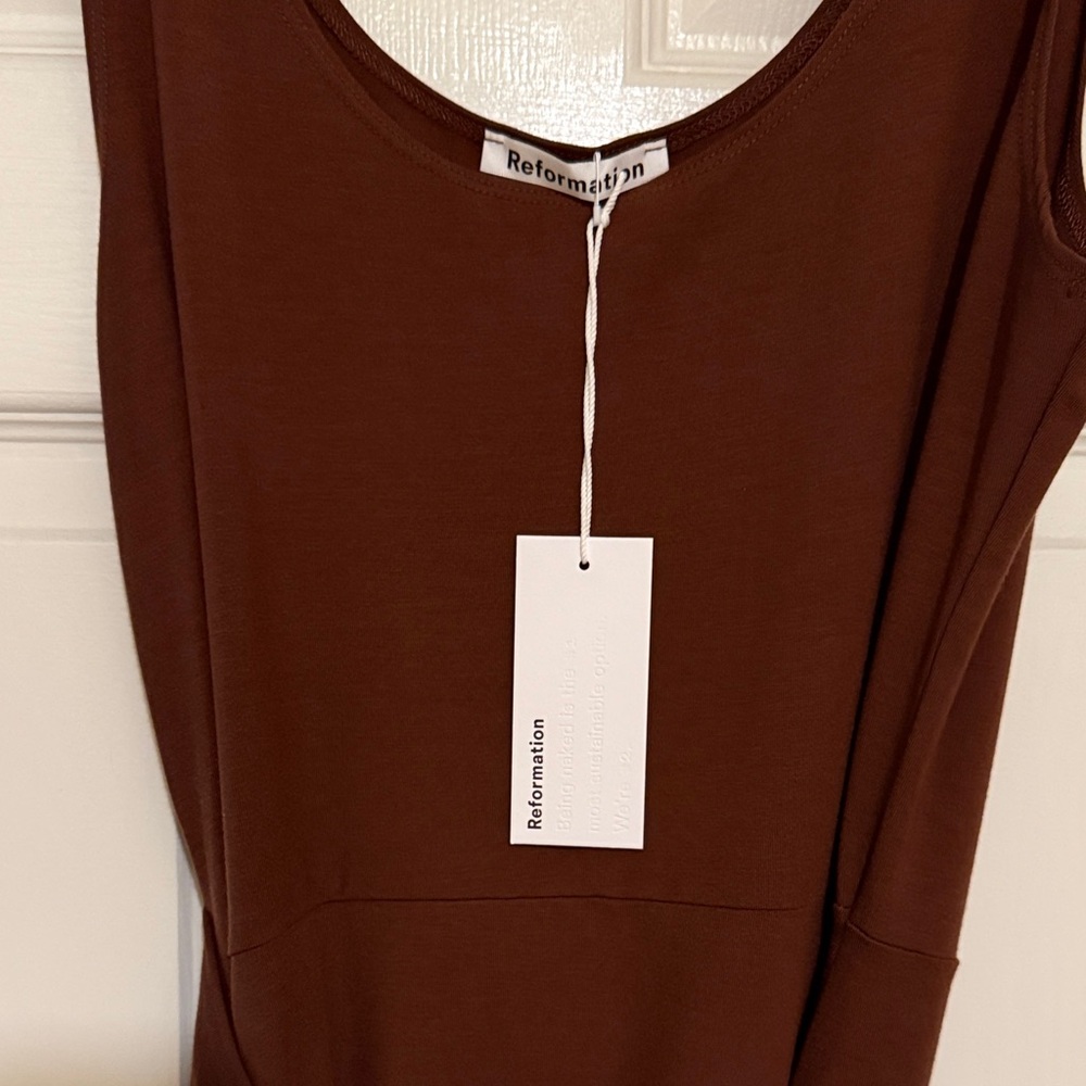 Reformation Rich Brown Midi Dress